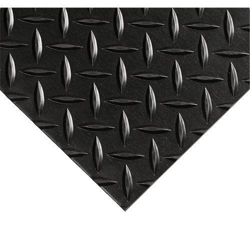 Diamond-Plate Switchboard Matting No.701, 3' W x 5' L, 1/4" Thickness, Black, PVC Toolneeds Inc.