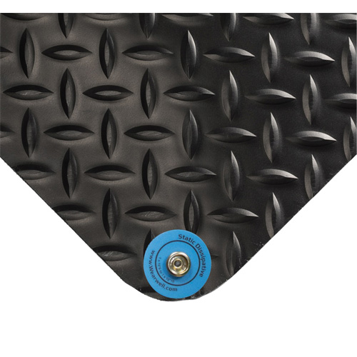 Electrically Conductive Mat No.786, 3' W x 75' L x 15/16" T, PVC, Diamond, Black Toolneeds Inc.