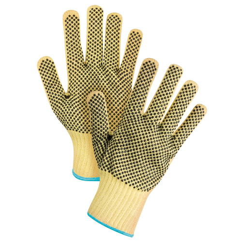 Gants tricot&eacute;s deux c&ocirc;t&eacute;s, sans couture, &agrave; pois, Taille T-Grand/10, Calibre 7, Rev&ecirc;tement PVC, Enveloppe en Kevlar, ASTM ANSI niveau A2/EN 388 niveau 3 Toolneeds Inc.