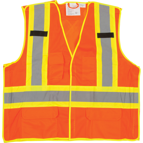 Veste de s&eacute;curit&eacute; d&eacute;tachable en cinq points de premi&egrave;re qualit&eacute;, Orange haute visibilit&eacute;, Grand/T-Grand, Polyester Toolneeds Inc.