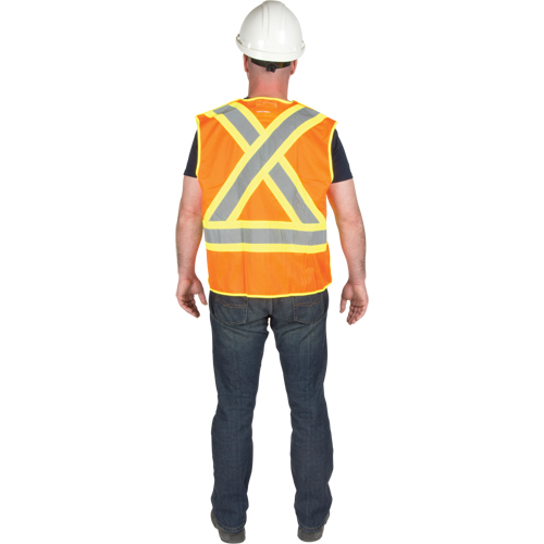 Veste de s&eacute;curit&eacute; d&eacute;tachable en cinq points de premi&egrave;re qualit&eacute;, Orange haute visibilit&eacute;, Grand/T-Grand, Polyester Toolneeds Inc.