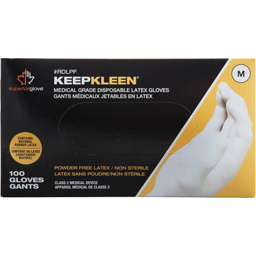 KeepKleen&reg; Disposable Medical Exam Grade Gloves, Large, Latex, 5-mil, Powder-Free, White, Class 2 Toolneeds Inc.