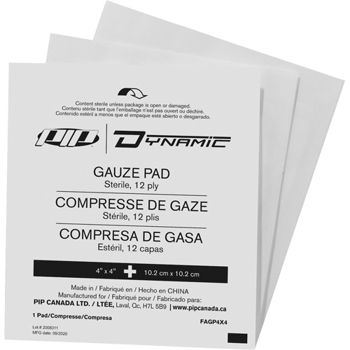 Gaze Dynamic, Tampon, 4" lo x 4" la, St&eacute;rile, Dispositif m&eacute;dical Classe 1 Toolneeds Inc.