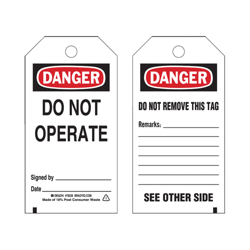 Lockout Tags, Plastic, 3" W x 5-3/4" H, English Toolneeds Inc.