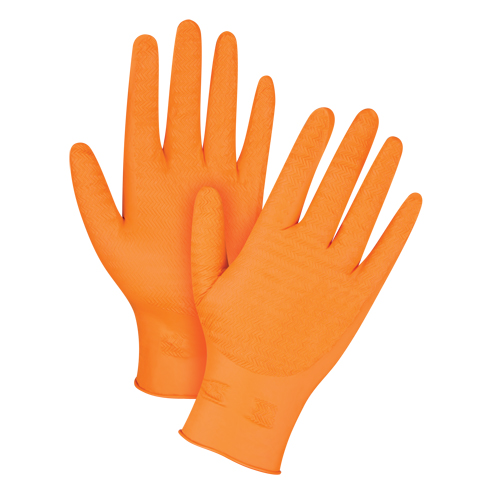 Gants de poids lourd Gripper, Moyen, Nitrile, 7 mils, Sans poudre, Orange Toolneeds Inc.