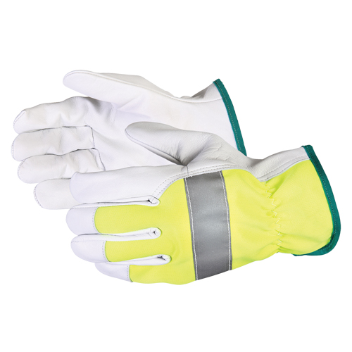 Endura&reg; Hi-Viz Reflective Driver's Gloves, Large, Grain Goatskin Palm Toolneeds Inc.