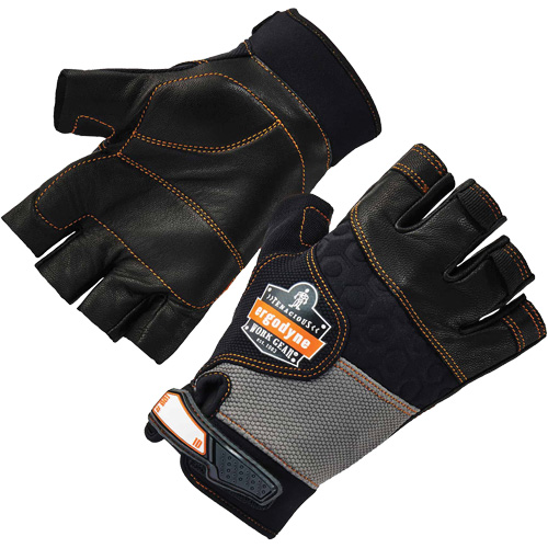 Gants demi-doigts en cuir r&eacute;duisant les impacts ProFlex 901, Petit, Paume en Cuir fleur, Poignet Boucle et crochet Toolneeds Inc.