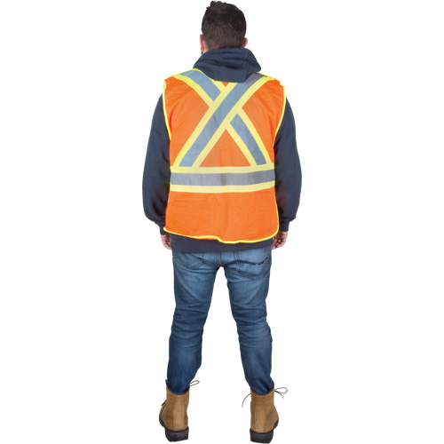 Veste d'arpenteur r&eacute;sistante aux flammes, Orange haute visibilit&eacute;, Moyen, Polyester Toolneeds Inc.