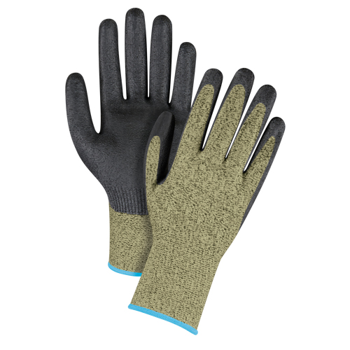 Gants &eacute;lastiques sans coutures r&eacute;sistants &agrave; la coupe noir & jaune, Taille T-Grand/10, Calibre 13, Rev&ecirc;tement Mousse de nitrile, Enveloppe en Aramide, ASTM ANSI niveau A6 Toolneeds Inc.
