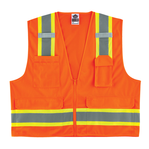 GloWear&reg; 8248Z Two-Tone Surveyors Vest, High Visibility Orange, Medium/Small, Polyester Toolneeds Inc.