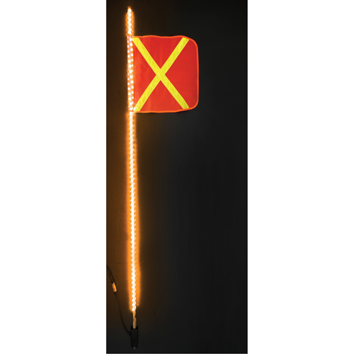 Fanions DEL robustes Safety Whip, Fixation Attelage, Hauteur 6, Orange avec X r&eacute;fl&eacute;chissant Toolneeds Inc.