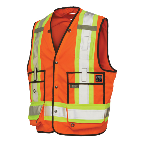 Veste de s&eacute;curit&eacute; pour arpenteur, Orange haute visibilit&eacute;, Grand, Polyester Toolneeds Inc.