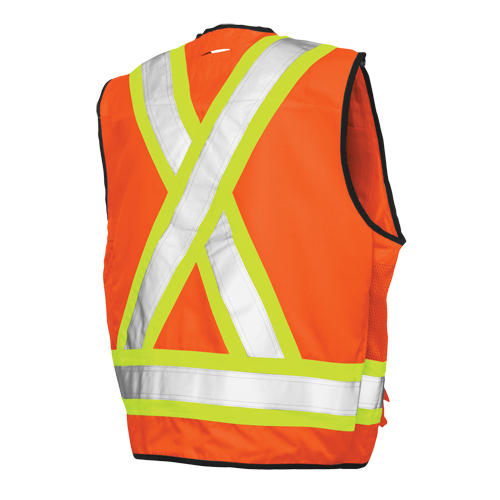 Veste de s&eacute;curit&eacute; pour arpenteur, Orange haute visibilit&eacute;, Grand, Polyester Toolneeds Inc.