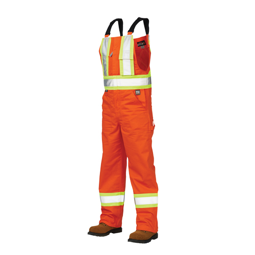 Salopettes de s&eacute;curit&eacute; non doubl&eacute;e, Poly-coton, Grand, Orange haute visibilit&eacute; Toolneeds Inc.