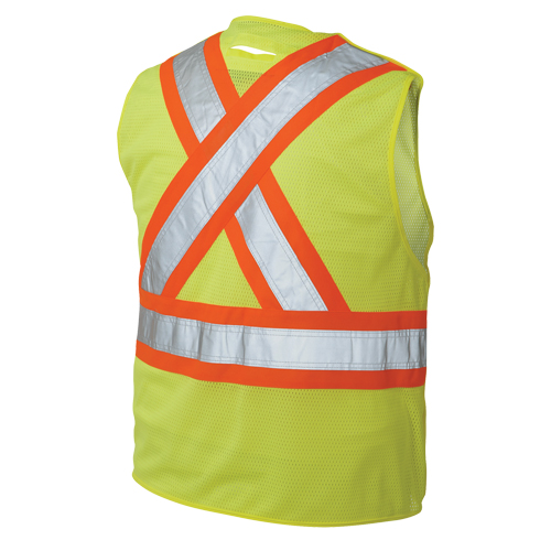 Veste de s&eacute;curit&eacute; d&eacute;tachable en cinq points, Jaune lime haute visibilit&eacute;, Grand/T-Grand, Polyester Toolneeds Inc.