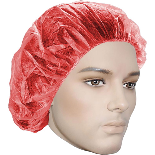 Bouffant Caps, Polypropylene, 21", Red Toolneeds Inc.