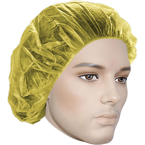 Bouffant Caps, Polypropylene, 24", Yellow Toolneeds Inc.
