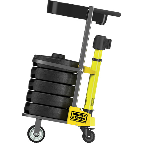 PLUS Barrier Post Cart Kit with Tray, 75' L, Metal, Yellow Toolneeds Inc.