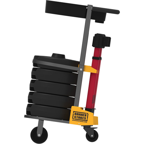 PLUS Barrier Post Cart Kit with Tray, 75' L, Metal, Yellow Toolneeds Inc.