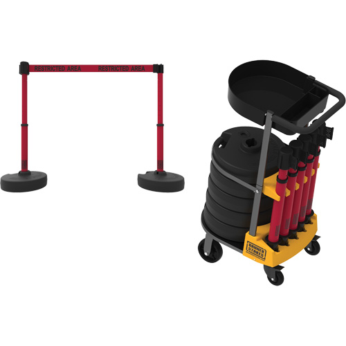 Chariot de transport avec plateau pour barri&egrave;re PLUS, 75' lo, M&eacute;tal, Rouge Toolneeds Inc.