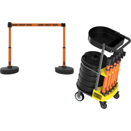PLUS Barrier Post Cart Kit with Tray, 75' L, Metal, Orange Toolneeds Inc.