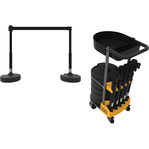 PLUS Barrier Post Cart Kit with Tray, 75' L, Metal, Black Toolneeds Inc.