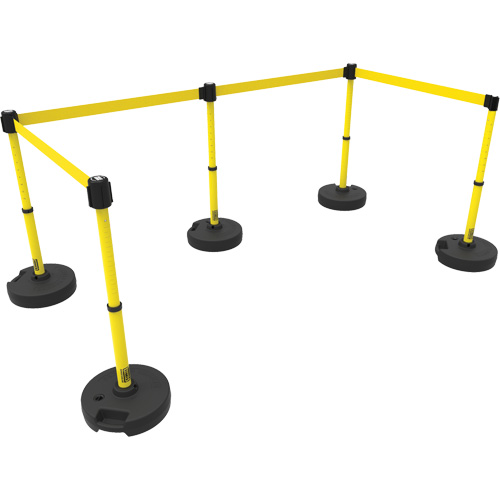 PLUS Barrier Post Set X5, Plastic, 42" H, Yellow Tape, 15' Tape Length Toolneeds Inc.