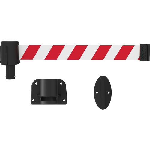 PLUS Wall Mount Barrier System, Plastic, Screw Mount, 15', Red and White Tape Toolneeds Inc.