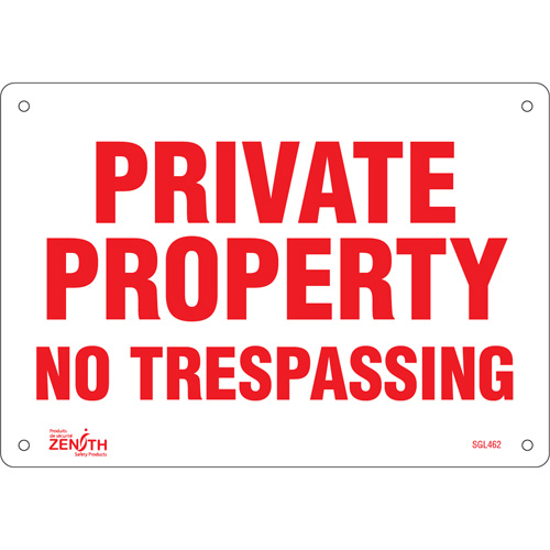 "Private Property" Sign, 7" x 10", Plastic, English Toolneeds Inc.