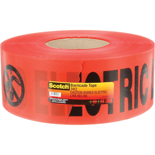Scotch&reg; Buried Barricade Tape, English, 3" W x 1000' L, 4 mils, Black on Red Toolneeds Inc.