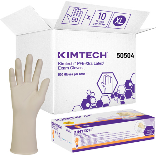 Gants m&eacute;dicaux Kimtech XTRA-PFE, T-Grand, Latex, 6 mils, Sans poudre, Blanc, Classe 2 Toolneeds Inc.