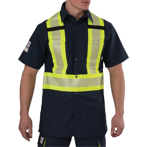 Ripstop High Visibility Short Sleeved Shirt, Polyester, Small, Navy Blue Toolneeds Inc.