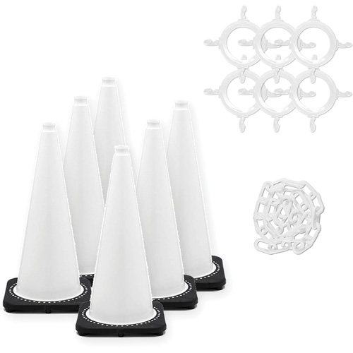 Ensemble de c&ocirc;nes de signalisation et chaînes, 28", Blanc Toolneeds Inc.