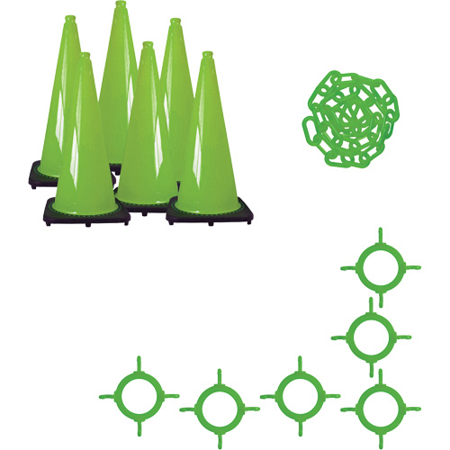 Ensemble de c&ocirc;nes de signalisation et chaînes, 36", Vert Toolneeds Inc.