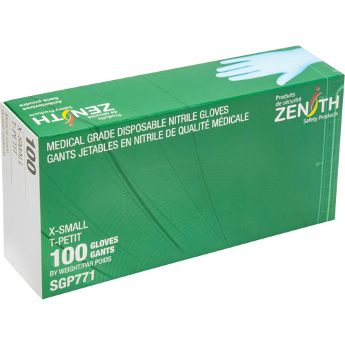 Puncture-Resistant Medical-Grade Disposable Gloves, X-Small, Nitrile, 4.5-mil, Powder-Free, Blue, Class 2 Toolneeds Inc.