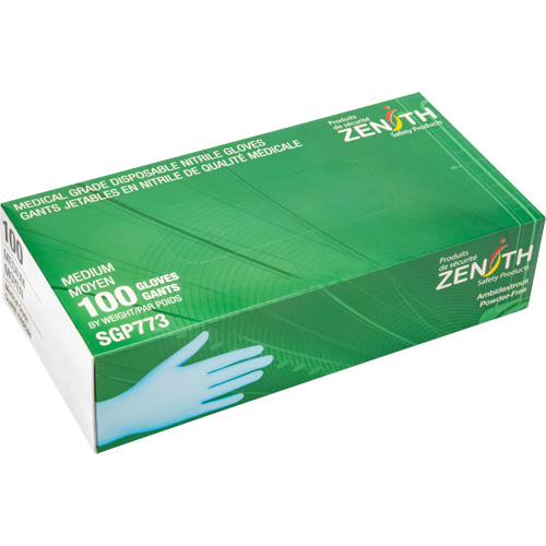 Gants jetables de calibre m&eacute;dical r&eacute;sistants &agrave; la perforation, Moyen, Nitrile, 4,5 mils, Sans poudre, Bleu, Classe 2 Toolneeds Inc.