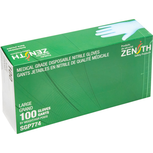 Gants jetables de calibre m&eacute;dical r&eacute;sistants &agrave; la perforation, Grand, Nitrile, 4,5 mils, Sans poudre, Bleu, Classe 2 Toolneeds Inc.