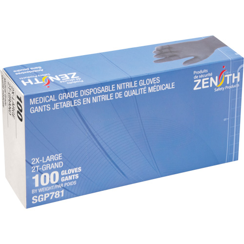 Gants jetables de calibre m&eacute;dical r&eacute;sistants &agrave; la perforation, 2T-Grand, Nitrile, 5 mils, Sans poudre, Noir, Classe 2 Toolneeds Inc.