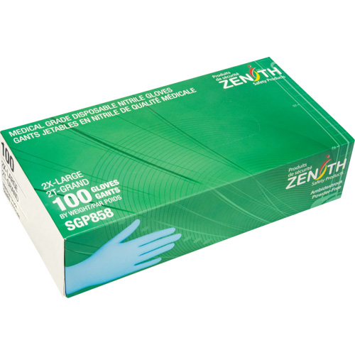 Gants jetables de calibre m&eacute;dical r&eacute;sistants &agrave; la perforation, 2T-Grand, Nitrile, 3,5 mils, Sans poudre, Bleu, Classe 2 Toolneeds Inc.