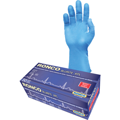 Gants d'examen BLURITE XPL, Petit, Nitrile, 8 mils, Sans poudre, Bleu, Classe 2 Toolneeds Inc.