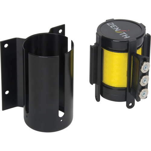Barri&egrave;re &agrave; fixation murale avec ruban magn&eacute;tique, Acier, Fixation par vis, 12', Ruban Jaune Toolneeds Inc.