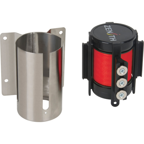 Barri&egrave;re &agrave; fixation murale avec ruban magn&eacute;tique, Acier, Fixation par vis, 12', Ruban Rouge Toolneeds Inc.