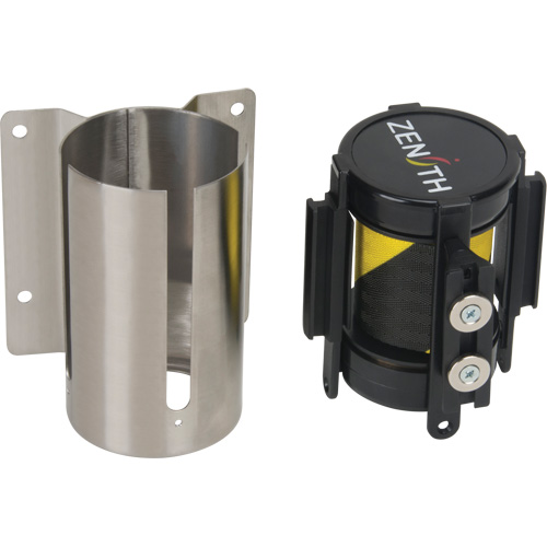 Barri&egrave;re &agrave; fixation murale avec ruban magn&eacute;tique, Acier, Fixation par vis, 7', Ruban Noir et jaune Toolneeds Inc.