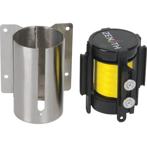 Wall Mount Barrier with Magnetic Tape, Steel, Screw Mount, 7', Yellow Tape Toolneeds Inc.