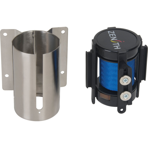 Barri&egrave;re &agrave; fixation murale avec ruban magn&eacute;tique, Acier, Fixation par vis, 7', Ruban Bleu Toolneeds Inc.