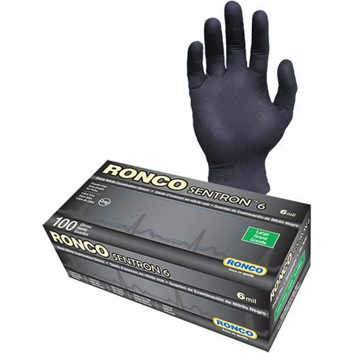 Sentron 6 Disposable Examination Gloves, Small, Nitrile, 6-mil, Powder-Free, Black, Class 2 Toolneeds Inc.