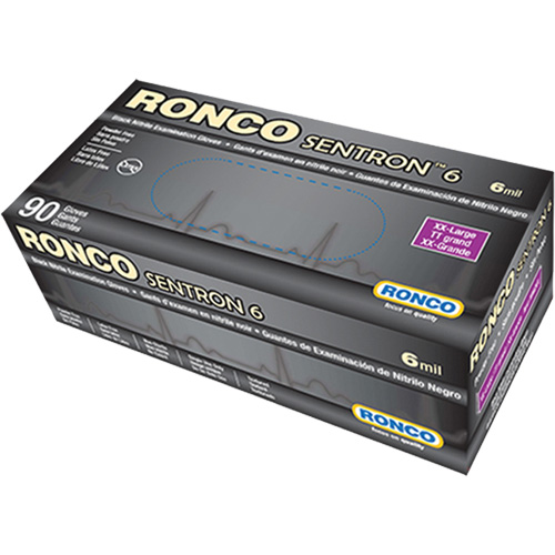 Sentron 6 Disposable Examination Gloves, 2X-Large, Nitrile, 6-mil, Powder-Free, Black, Class 2 Toolneeds Inc.