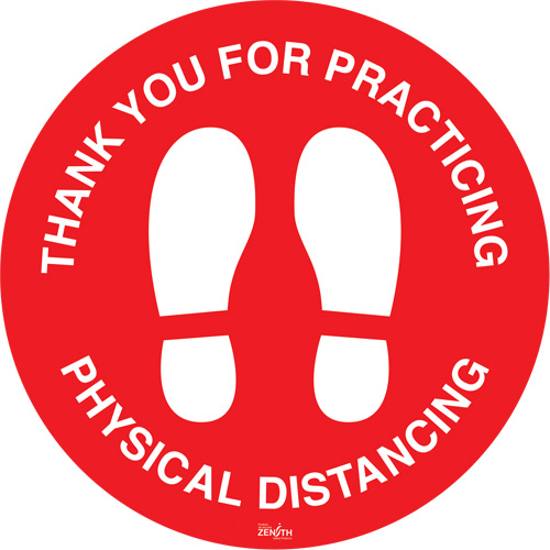 "Physical Distancing" Floor Sign, Adhesive, English with Pictogram Toolneeds Inc.