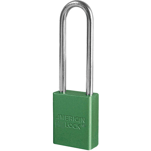 Cadenas de s&eacute;curit&eacute; American Lock, Vert, Cl&eacute;s diff&eacute;rentes, Aluminium, Largeur de 1-1/2" Toolneeds Inc.