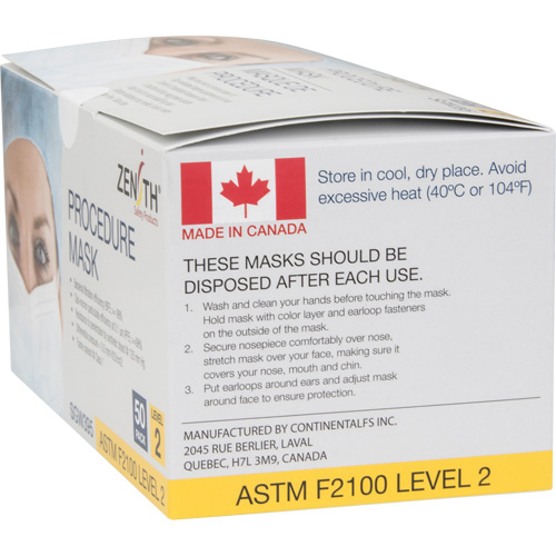 Masques d'intervention jetables, ASTM F2100 Niveau 2, Classe 1 Toolneeds Inc.